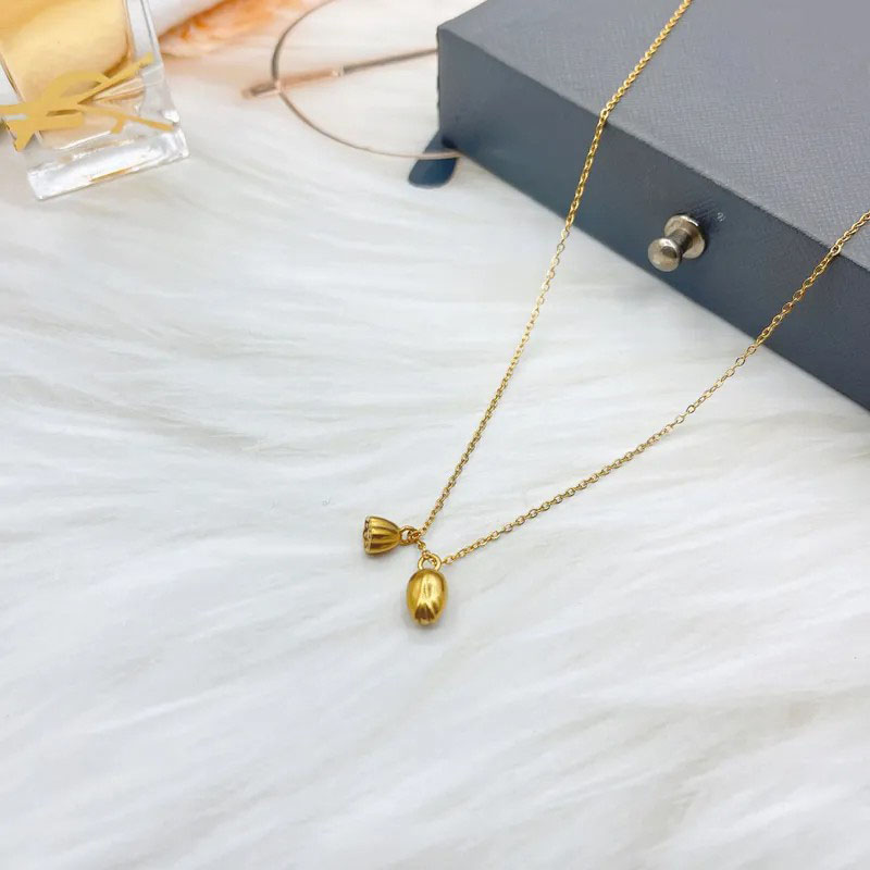  Lotus Root Two Sihuan Golden Stainless Steel Necklace