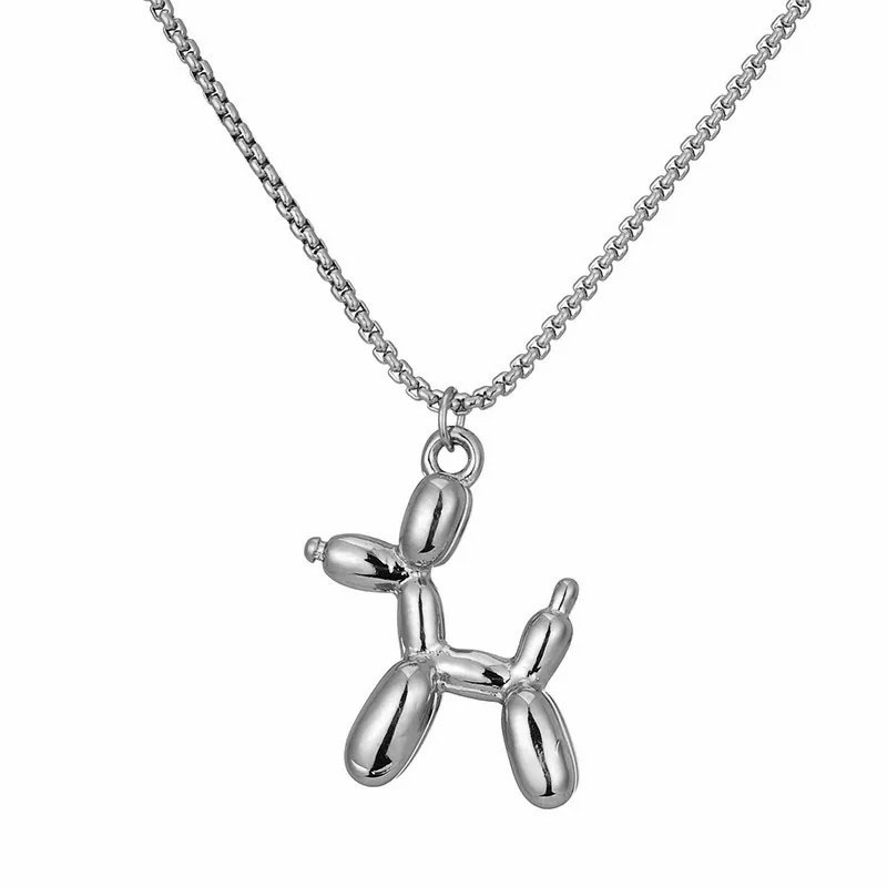 Cute, Balloon Dog, Steel Necklace 