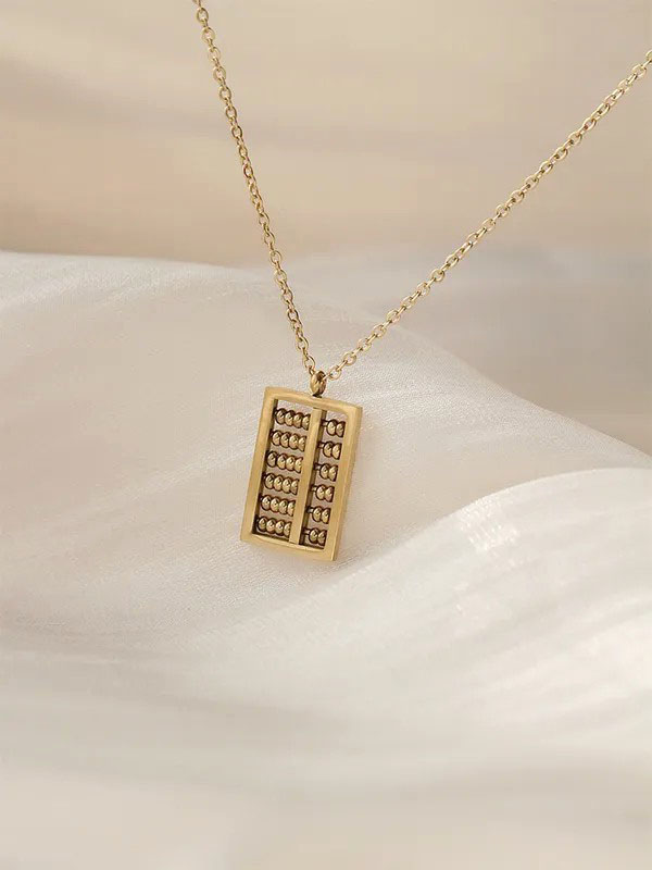 Small Abacus Pendent, Stainless Steel Necklace