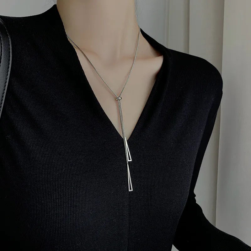 Triangle Tassel, Steel Necklace