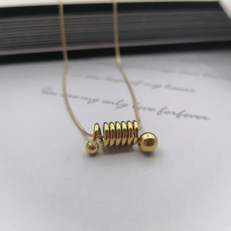 Spiral Pendant, Gold Plated, Stainless Steel Necklace
