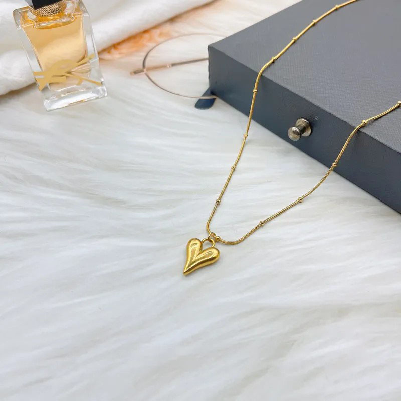 Heart-Shaped, Round Beads Snake Chain 