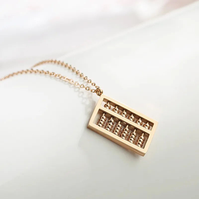 Small Abacus, O-Shaped Chain, Stainless Steel Necklace