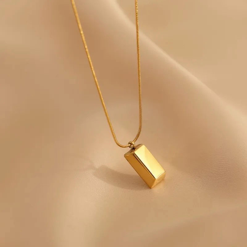Square Pendent, Stainless Steel Necklace