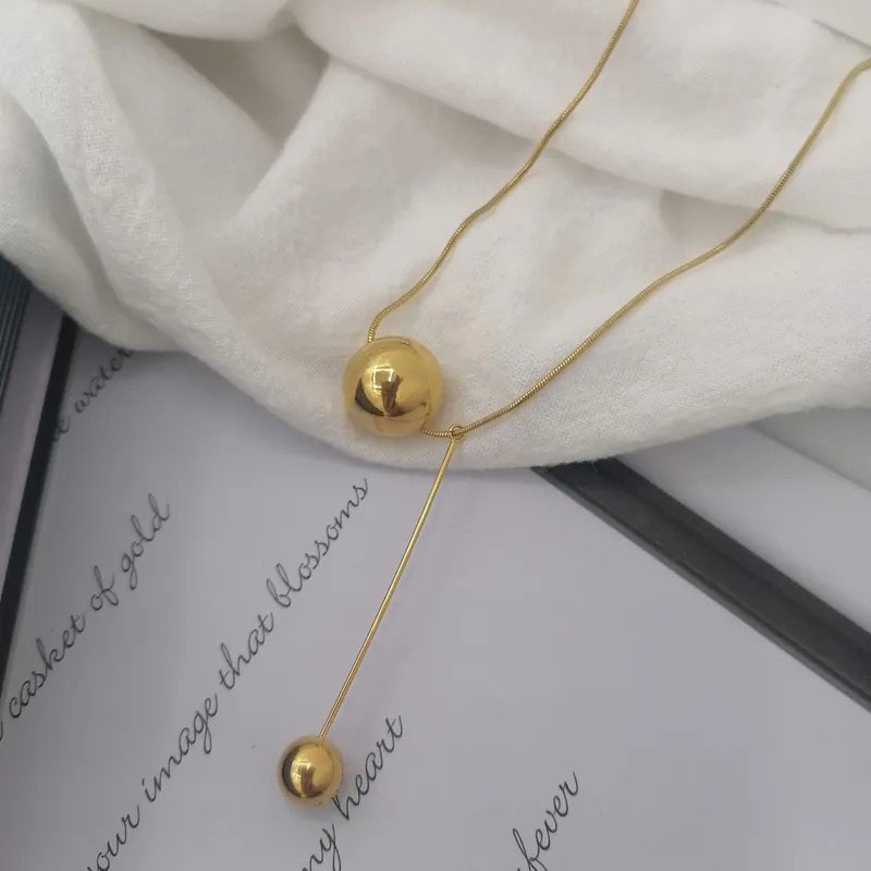 Size Ball Gold, Stainless Steel Necklace