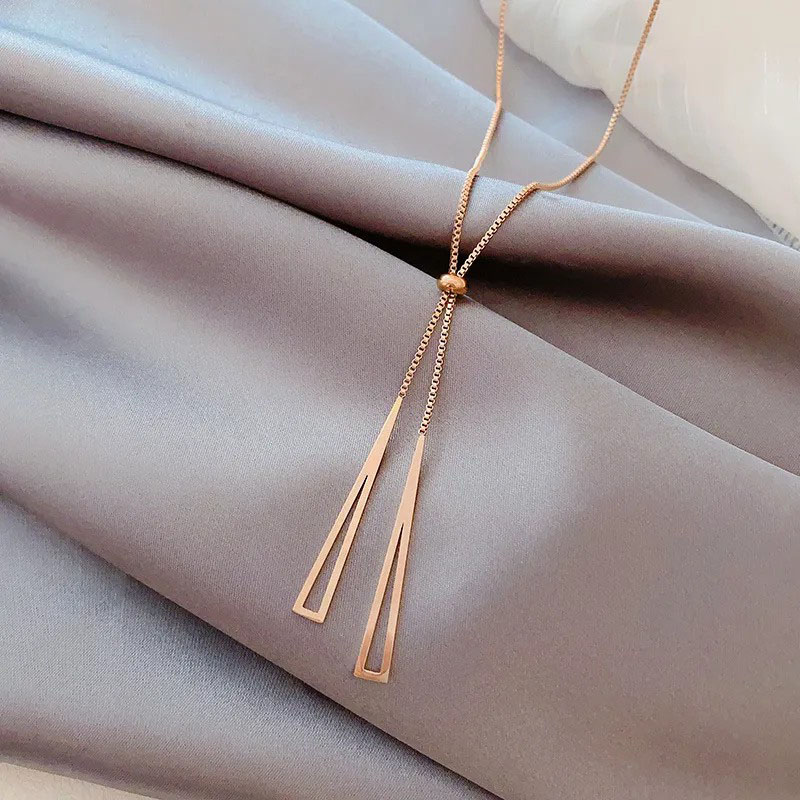 Triangle Tassel, Stainless Steel Necklace