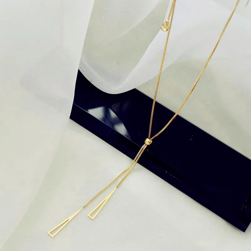 Triangle Tassel, Stainless Steel Necklace