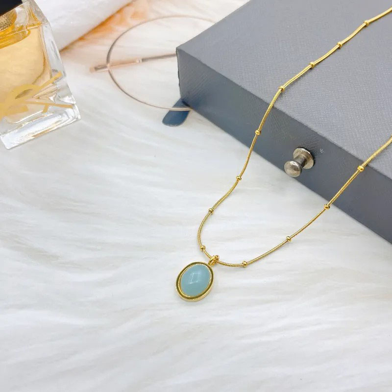 Round, Rhinestone Inlaid, Stainless Steel Necklace