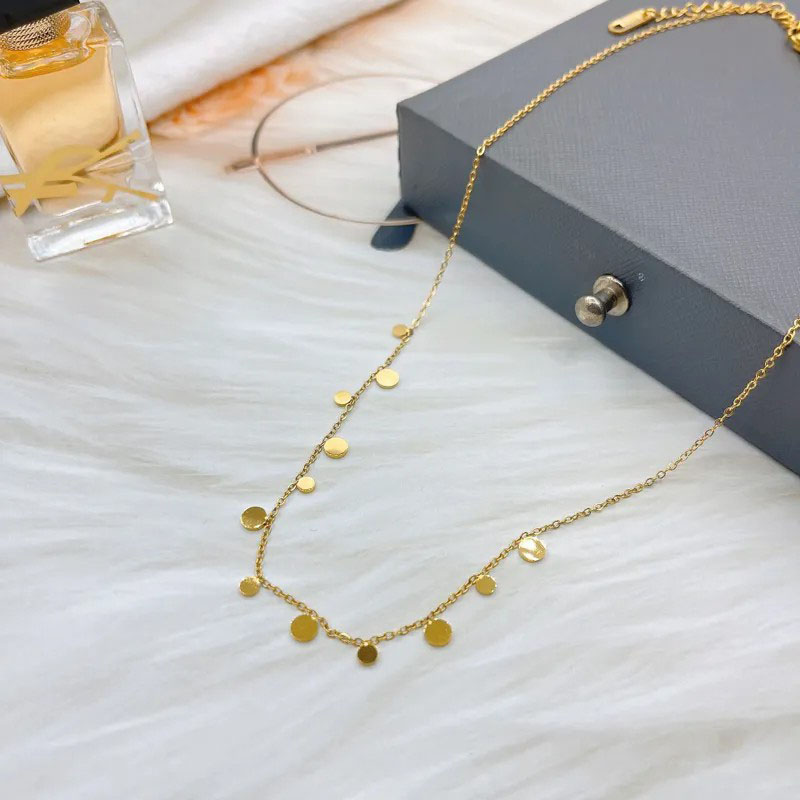 Round 12 Gold, Stainless Steel Necklace