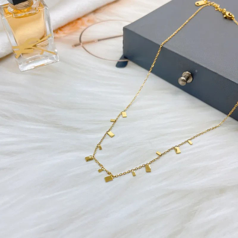 Squares 12 Gold, Stainless Steel Necklace