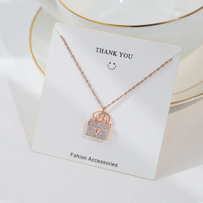 V-Shaped, Diamond Bag, Stainless Steel Necklace