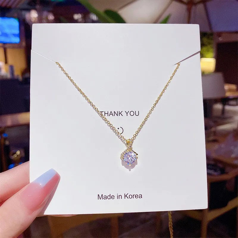 zircon suqare, stainless steel necklace