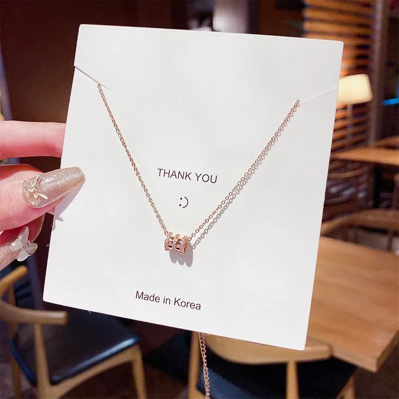 small waist, zircon inlaid, stainless steel necklace