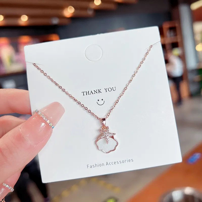 starfish, shell pendent, stainless steel necklace