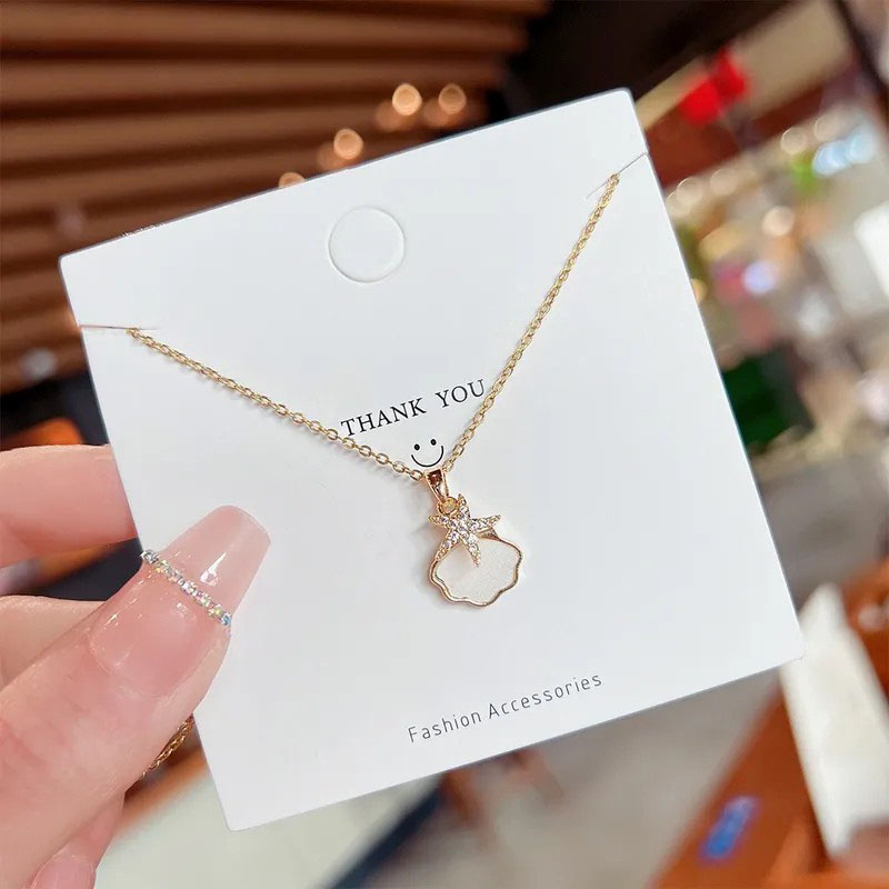 starfish, shell pendent, stainless steel necklace
