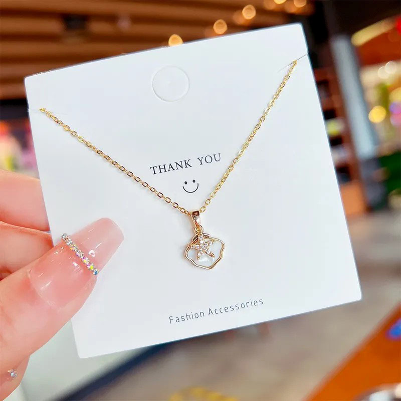 starfish and shell, stainless steel necklace