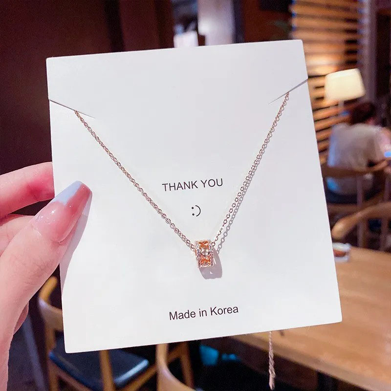 small waist, zircon inlaid, stainless steel necklace
