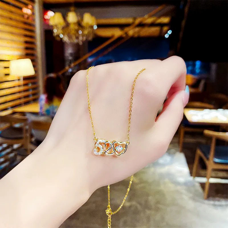 520 number pendent, stainless steel necklace