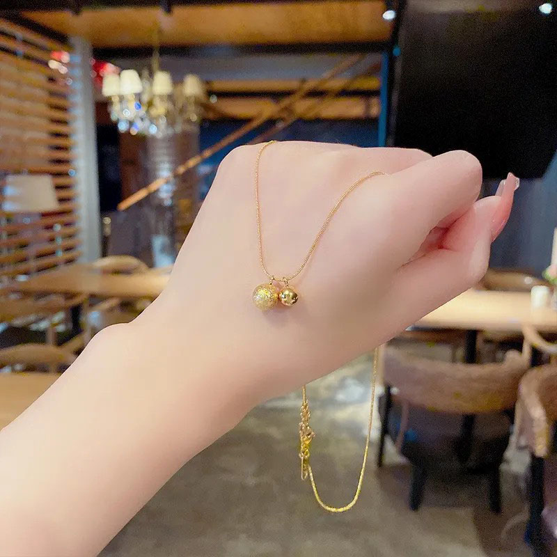 two ball pendent, stainless steel necklace