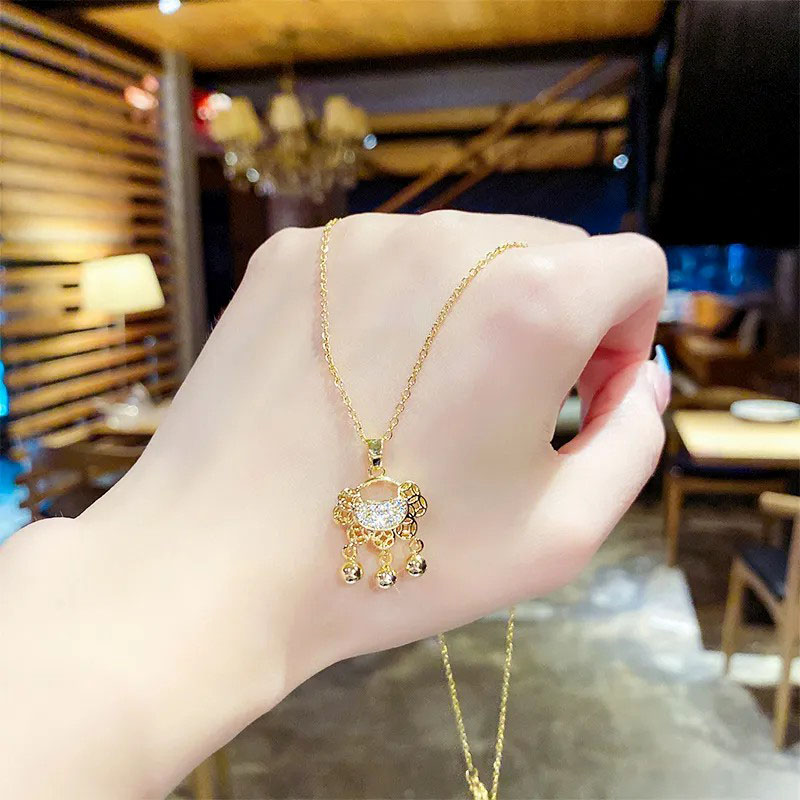 zircon longevity lock, stainless steel necklace