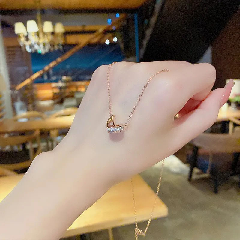 full diamond circle, stainless steel necklace