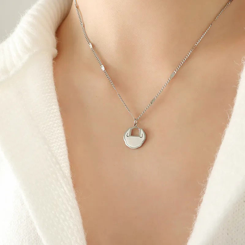 longevity lock pendent, titunium steel necklace
