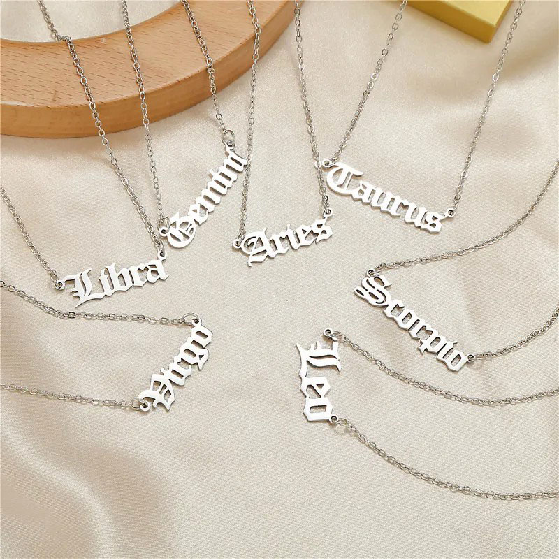 Letter Constellation Pendent, Stainless Steel Necklace