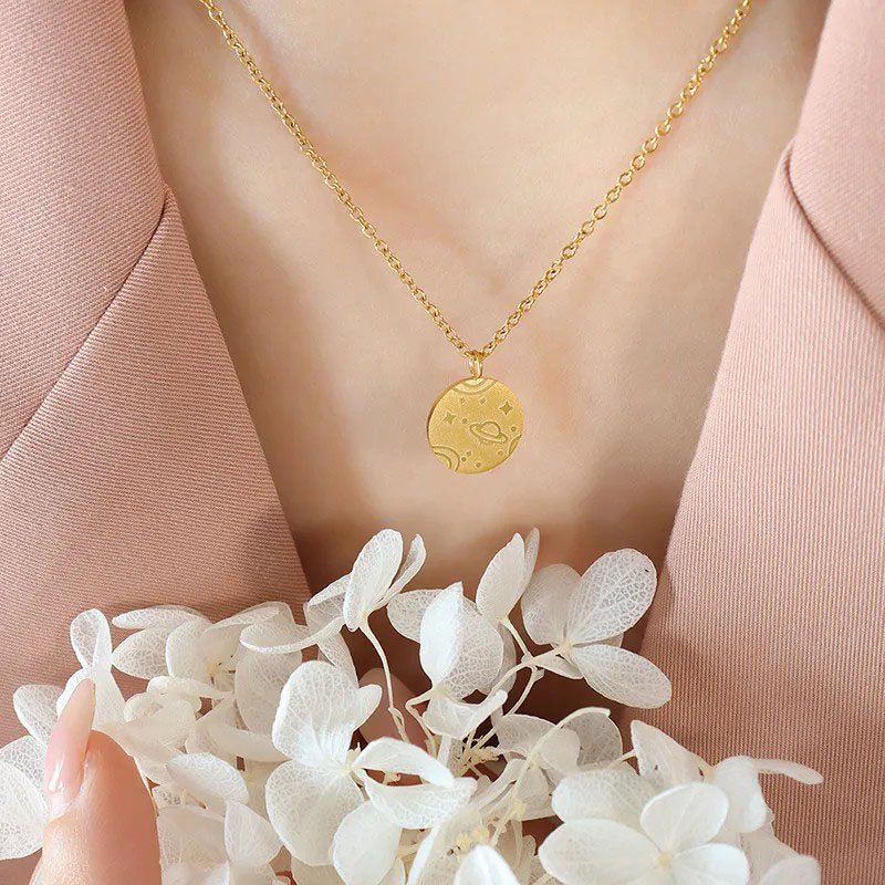 spacecaft pendent, stainless steel necklace