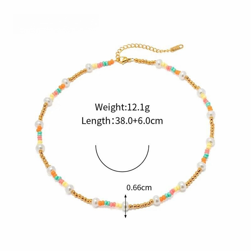 colorful beads choker, stainless steel necklace