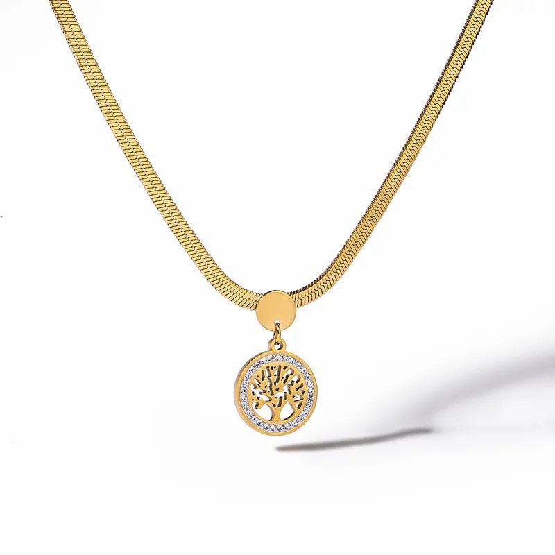 round tree, stainless steel necklace