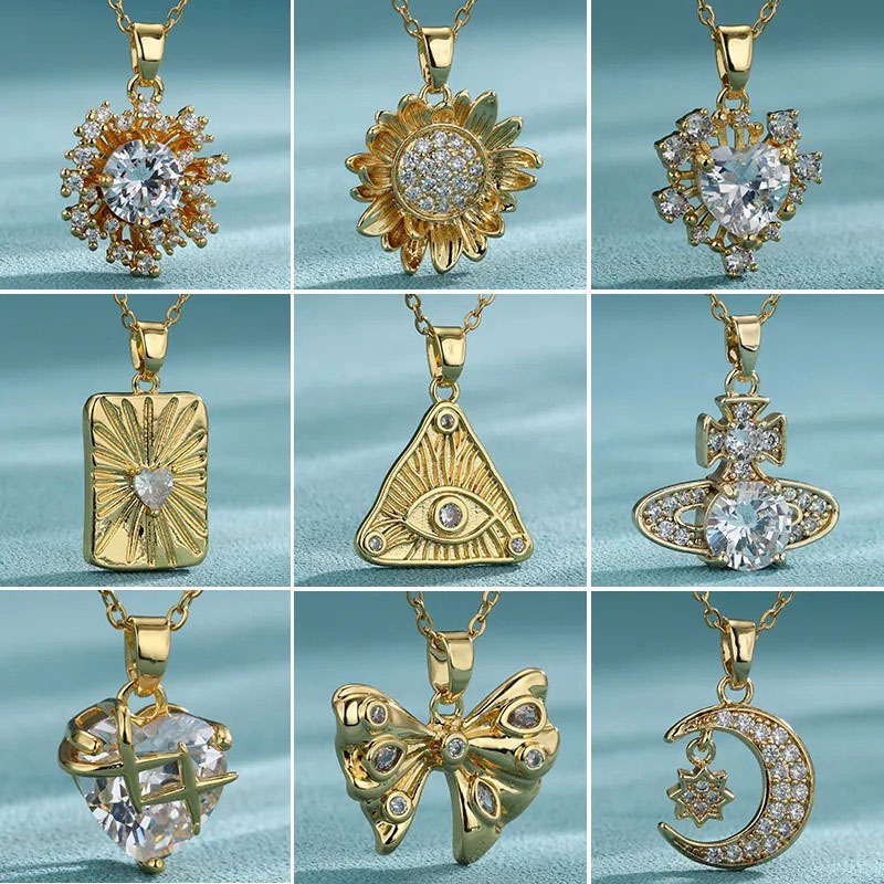 bow kont, heart, flower, pendent necklace