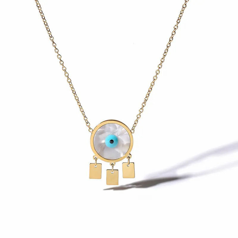 devil's eye pendent, stainless steel necklace