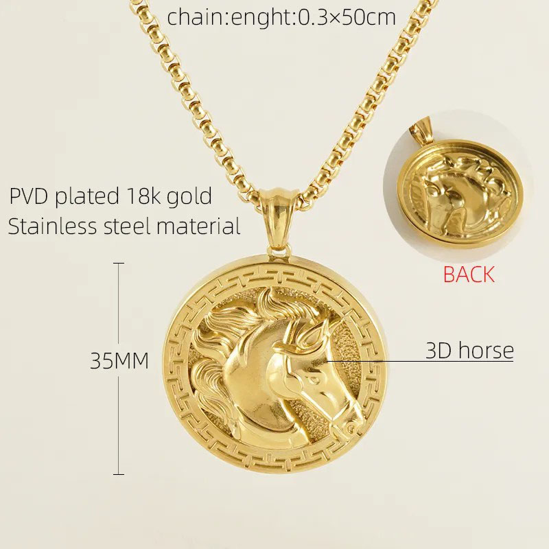 round horse, pendent necklace