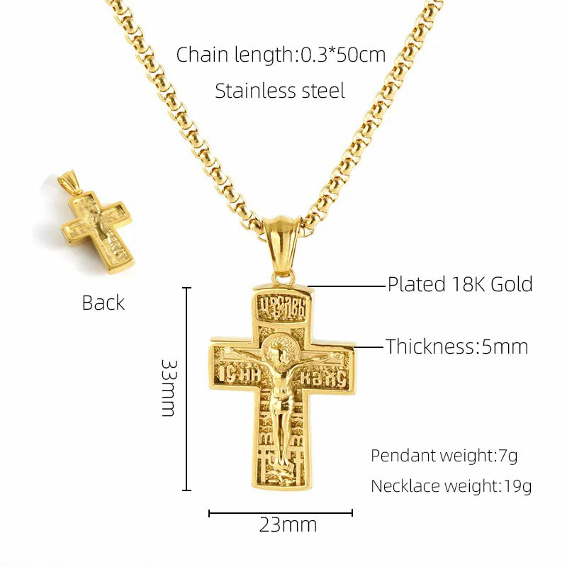 cross pendent, stainless steel necklace