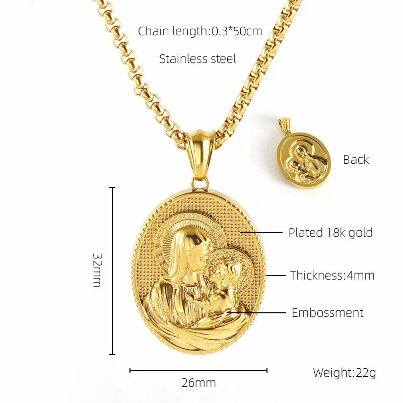 oval pendent, stainless steel necklace