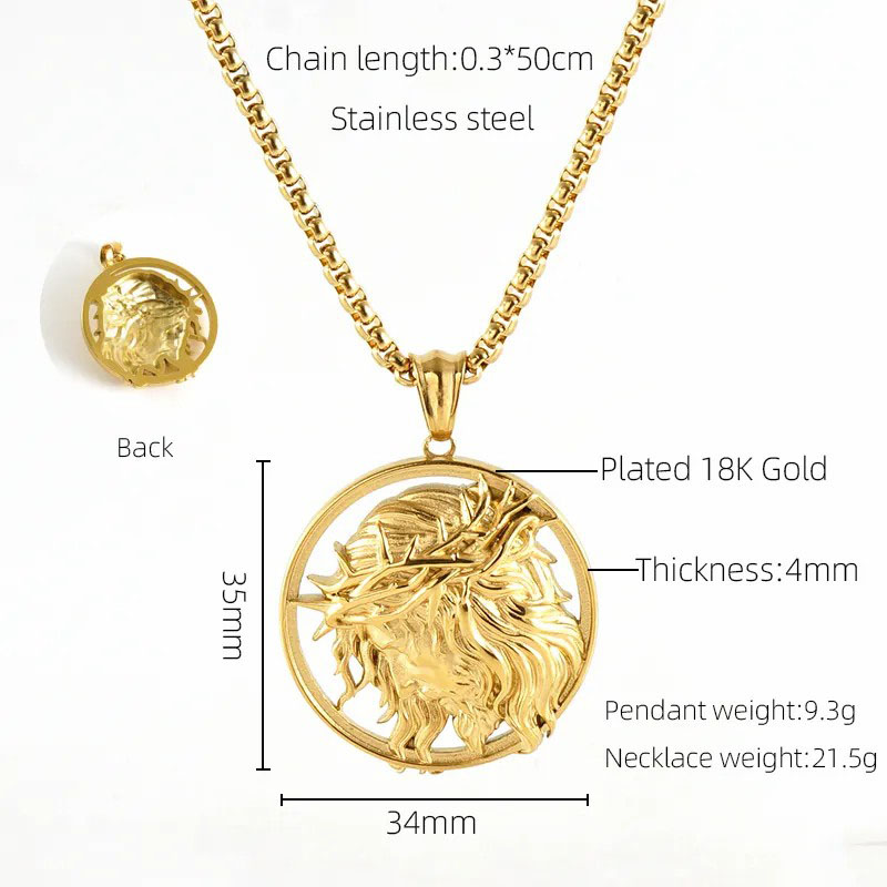 round pendent, titanium stell necklace
