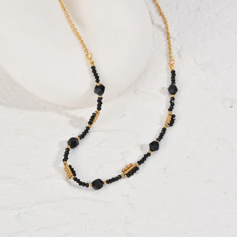 14K Gold Plated, Beads Chain Stainless Steel Necklace