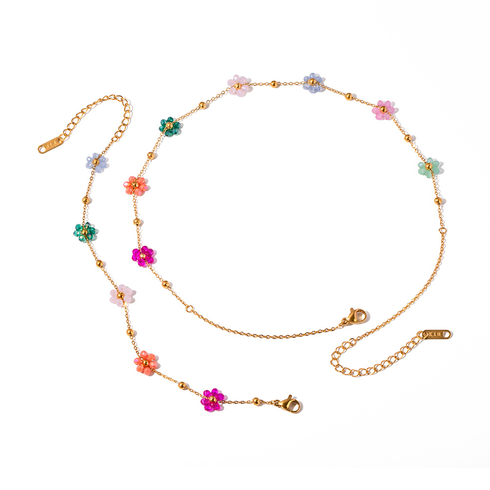 flower bracelet, clavicle chain necklace 