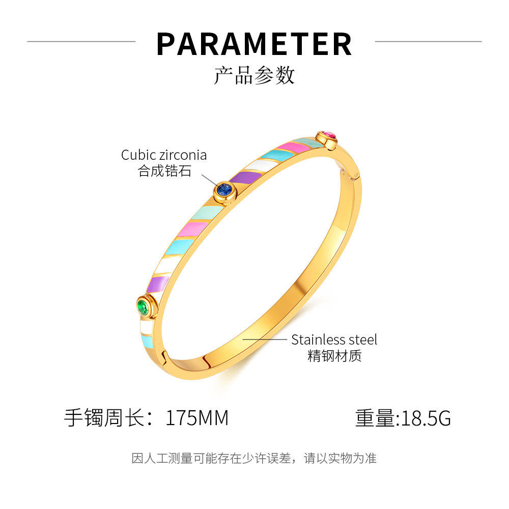 Candy Color Stripe, Stainless Steel Bangle