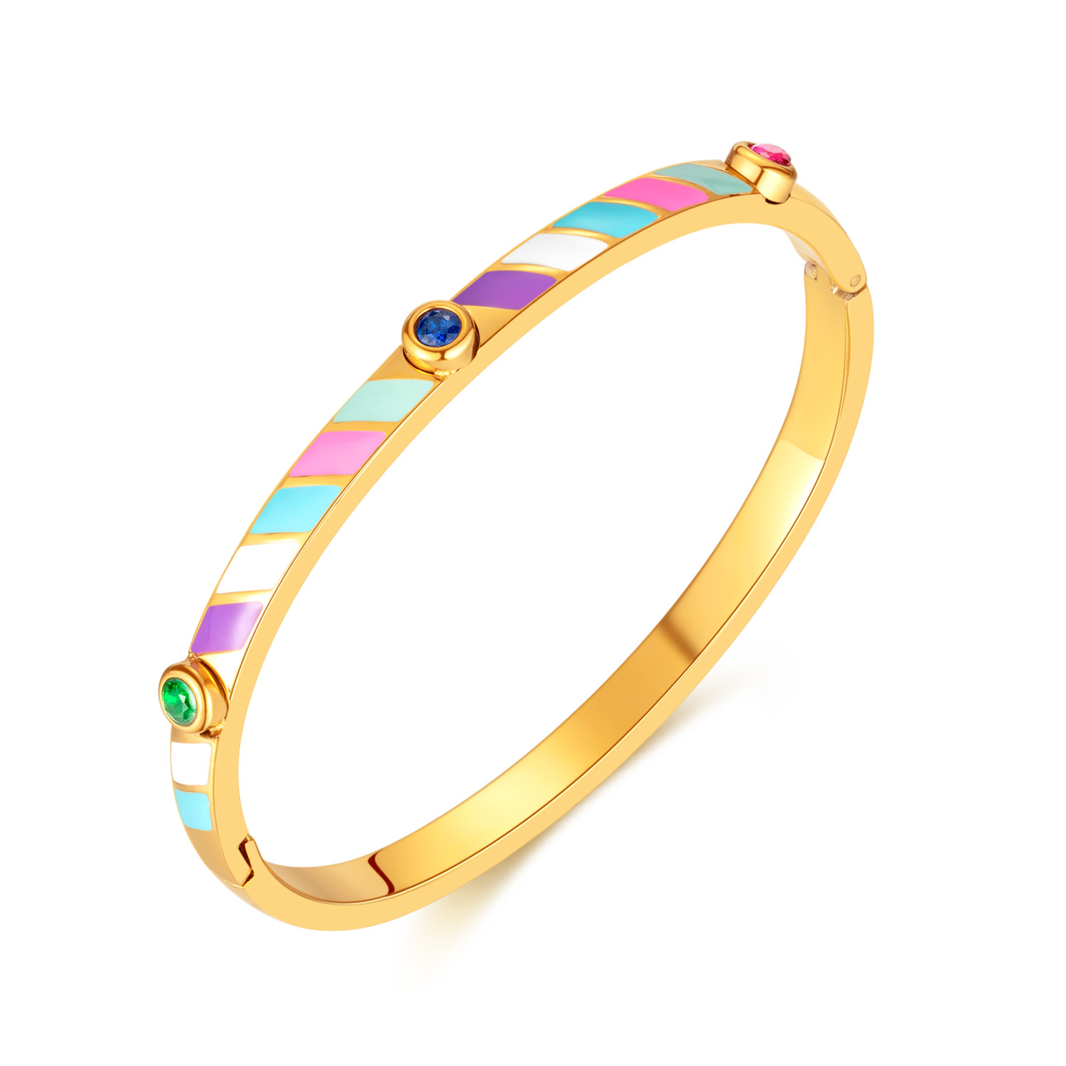 Enamel Candy Color Stripe, Titanium Steel Bracelet