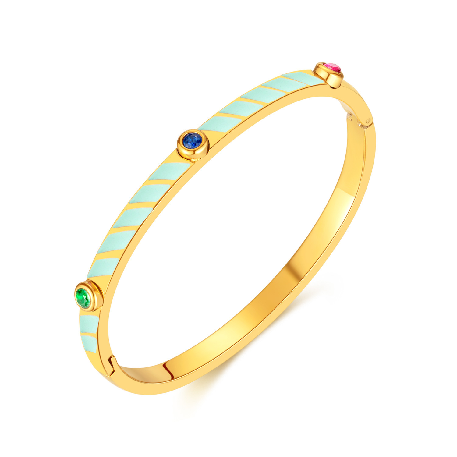 Zircon Inlaid, Stainless Steel Bracelet