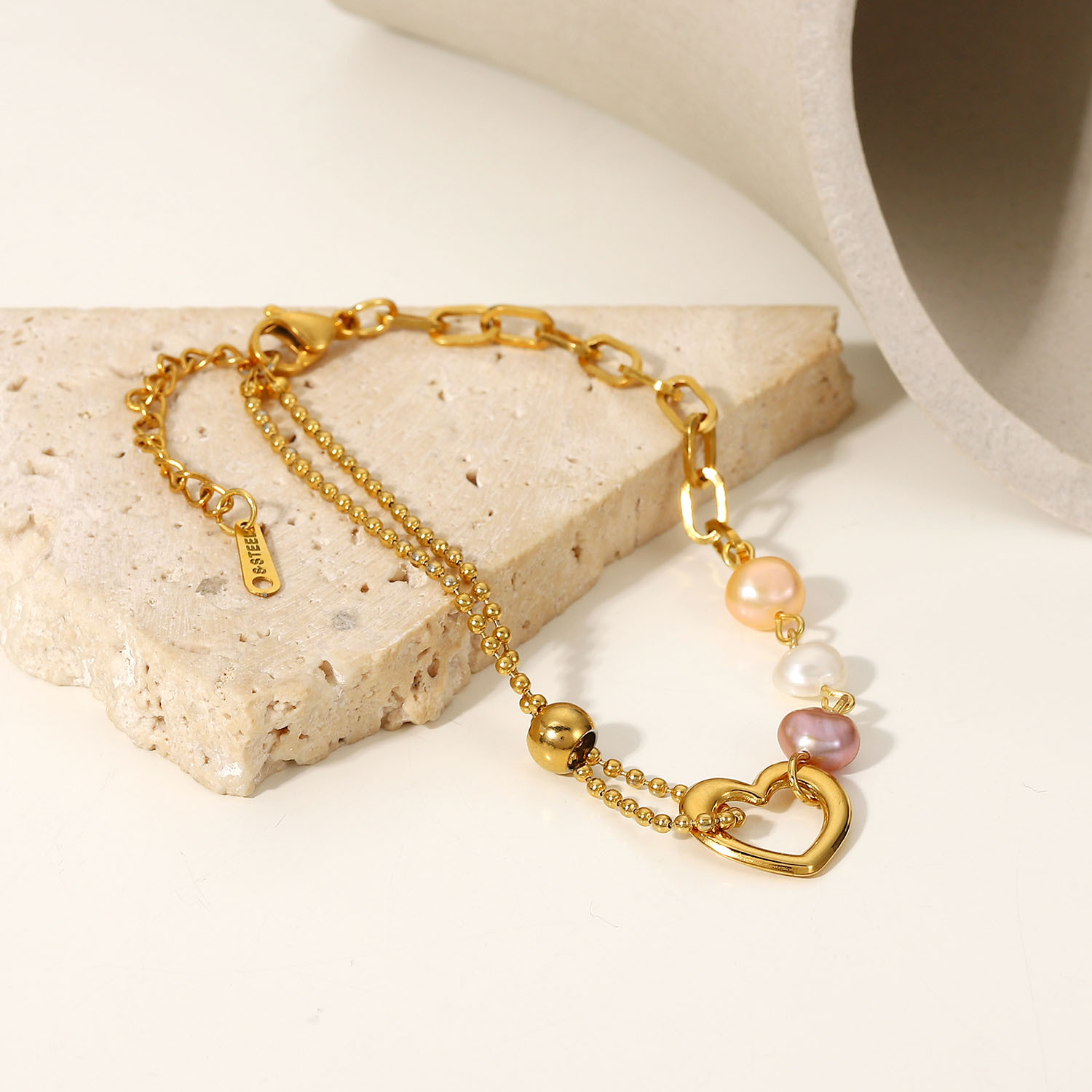 18K Gold Plated Heart Stainless Steel Bracelet 