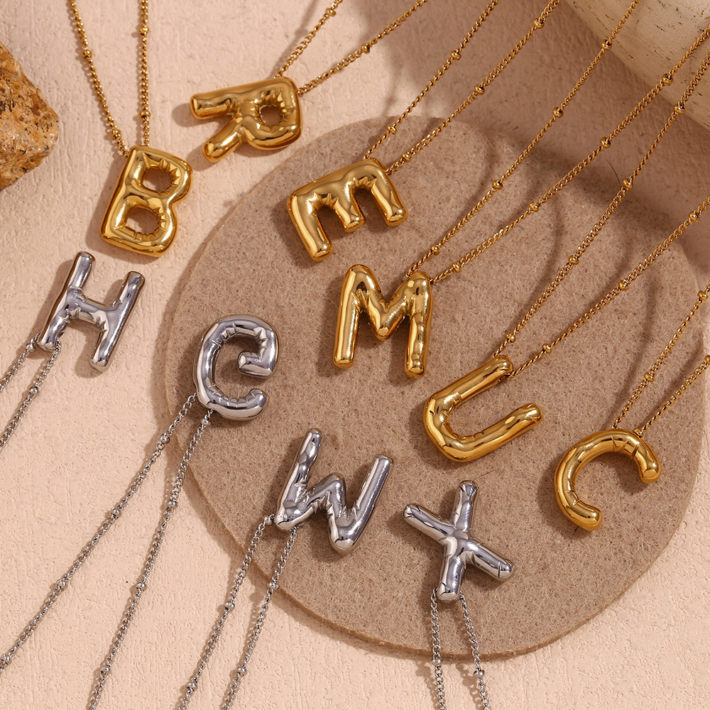 Party Balloon Letter Pendant Stainless Steel Necklace