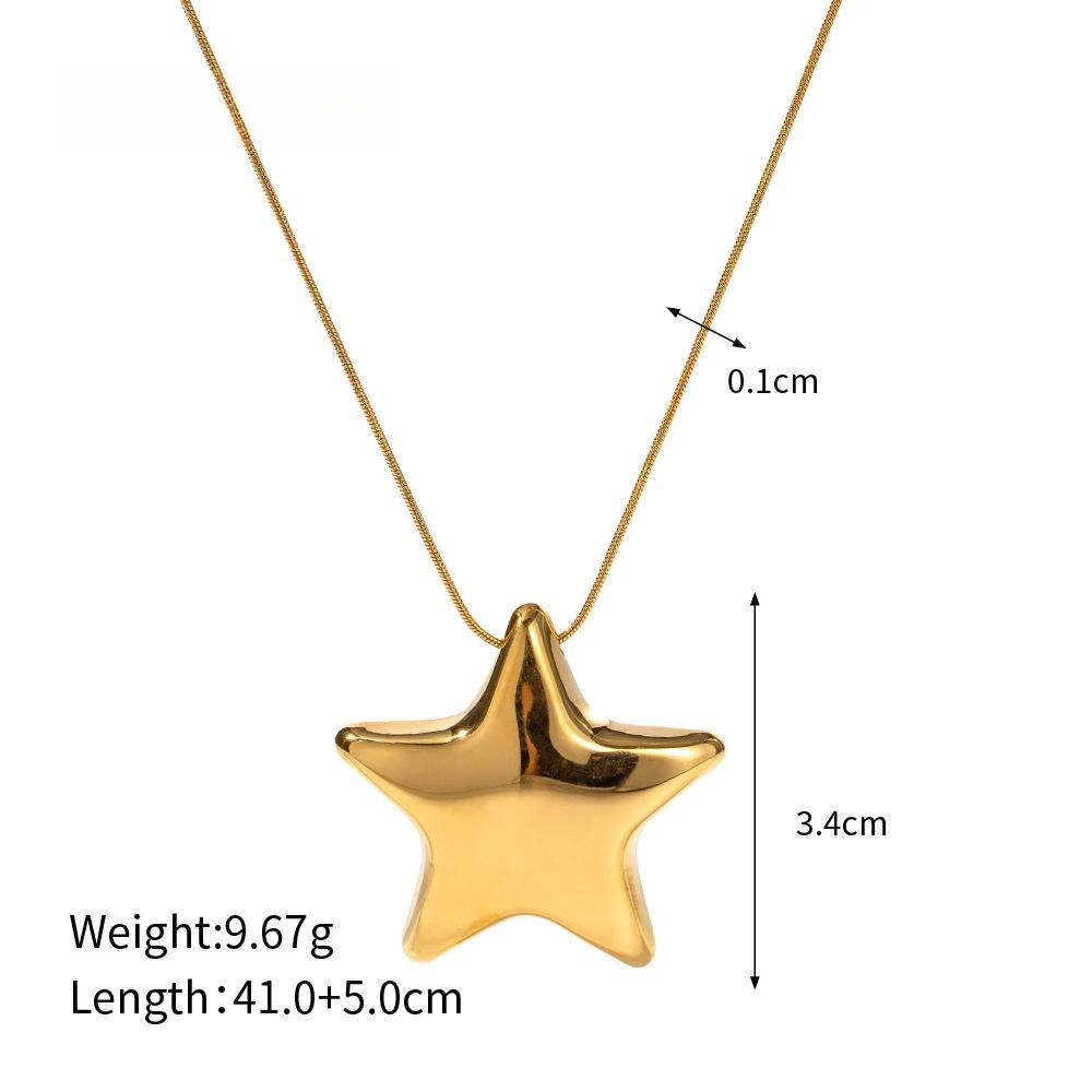 pentagon star, pendant stainless steel necklace