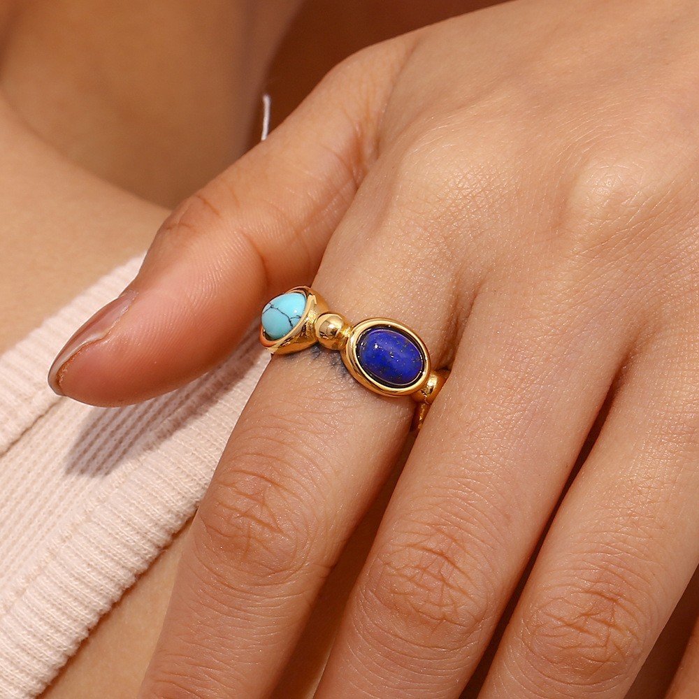 Minimalism Natyral Stone Inlaid Ring