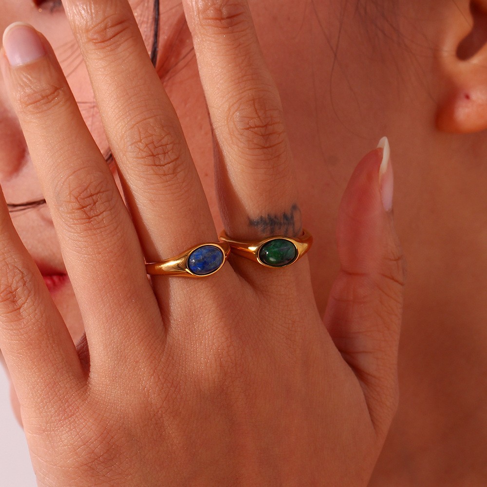 18K Gold Plated Natural Stone Ring