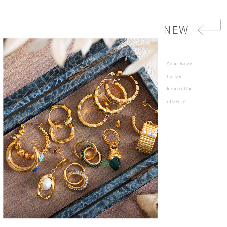 Gold Plated Titanium Steel Earrings For Women