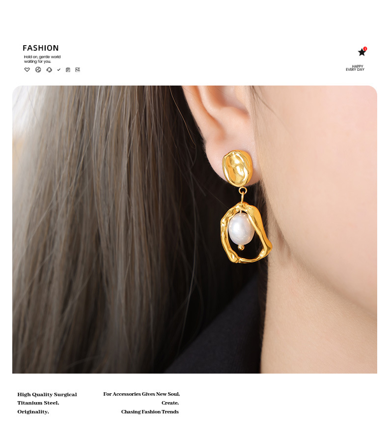 Gold Plated Titanium Steel Earrings For Women