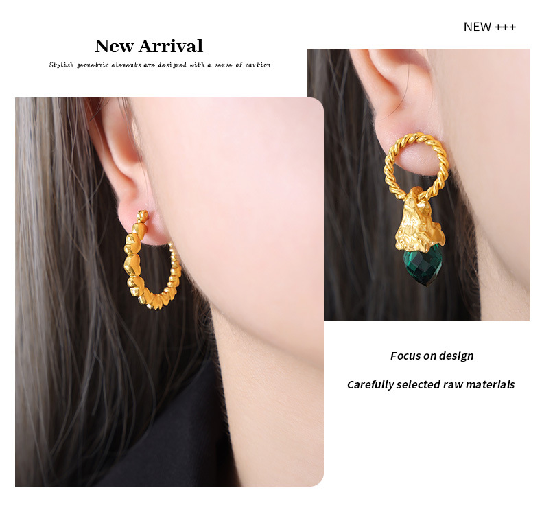 Gold Plated Titanium Steel Earrings For Women