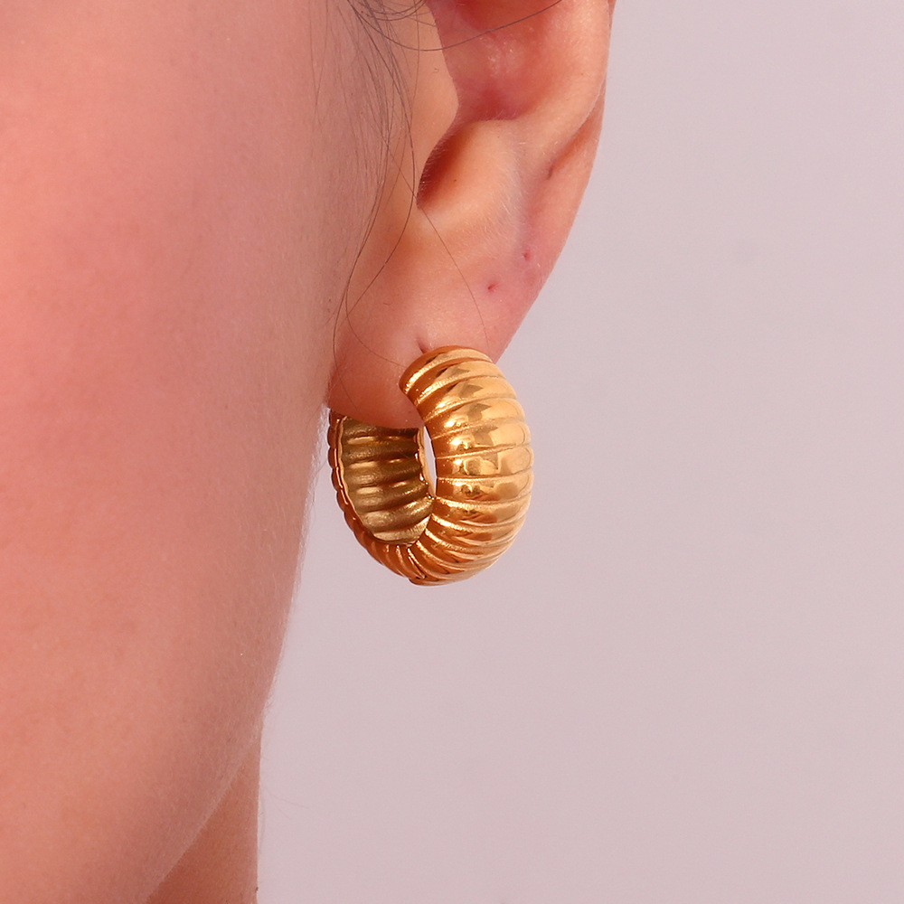 Plated 18K Gold Casting Geometric Stainless Steel Earrings 